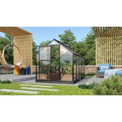 Venus Drivhus 6,2 m2 - Sort - 3mm delt glas - Med Sokkel
