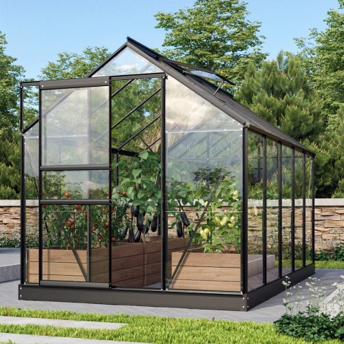Venus Drivhus 6,2 m2 - Sort - 3mm delt glas - Med Sokkel