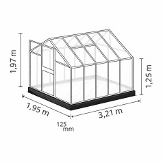 Venus Drivhus 6,2 m2 - Sort - 3mm delt glas - Med Sokkel