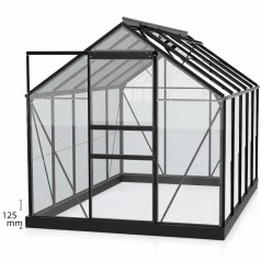 Venus Drivhus 6,2 m2 - Sort - 3mm delt glas - Med Sokkel