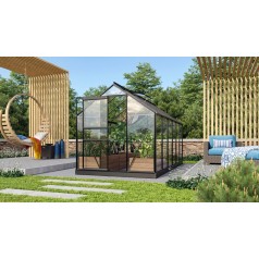 Venus Drivhus 7,5 m2 - Sort - 3mm delt glas - Med sokkel