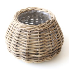 Plantekurv, dråbe - Grå rattan