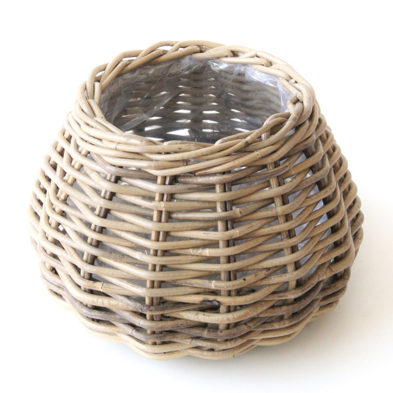 Plantekurv, dråbe - Grå rattan