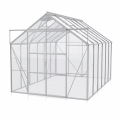Uranus Drivhus 9,9 m2 med Sokkel - Aluminium - 3mm hærdet glas