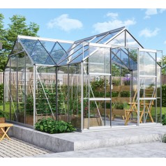 Sirius Drivhus 13 m2 - Aluminium - 3mm Hærdet Glas - Med Sokkel