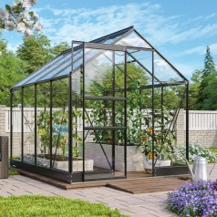 Apollo Drivhus 5 m2 - 3mm drivhusglas - Sort - Med sokkel