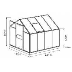 Apollo Drivhus 5 m2 - 3mm drivhusglas - Sort - Med sokkel
