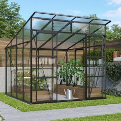 Freya Drivhus 7,6 m2 - Sort - 3mm hærdet glas - Polycarbonat Tag